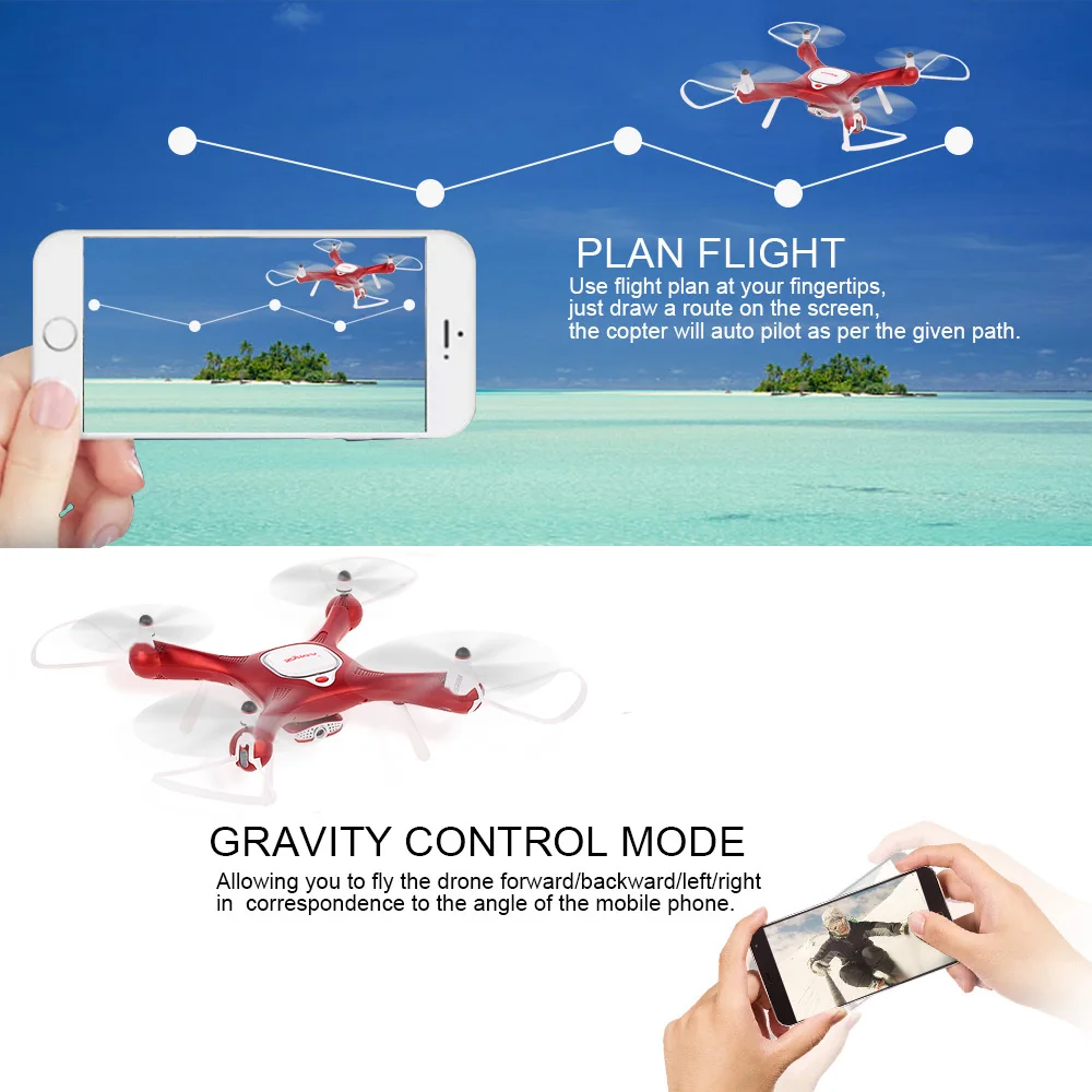 Syma X25W Wifi FPV Регулируемая 0.3MP камера Дрон селфи оптическое позиционирование потока
