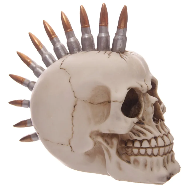 Пуля голова Череп Украшение Фигурка Mohawk скелетная фигура Mohican панк череп с пулями
