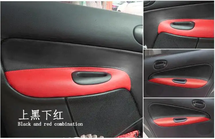 Black Red Mixed Микрофибра кожа межкомнатные двери панель подлокотник Крышка для peugeot 206 207 Citroen C2 AAB031 - Название цвета: Black Red Mixed