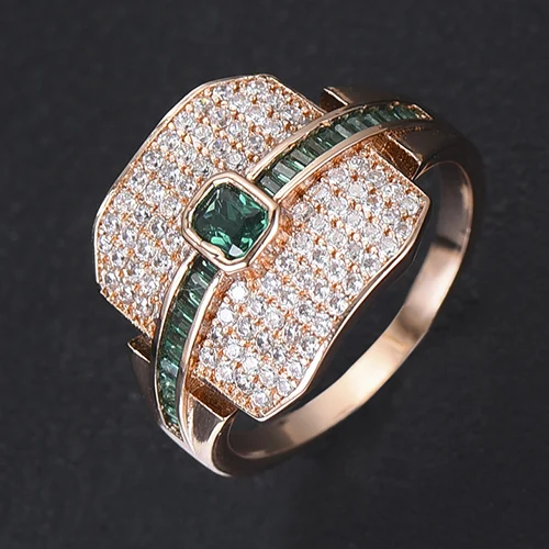 Green Rose Gold GODKI Monaco, дизайнерские Роскошные стекируемые кольца-чокер для женщин, свадебные с кубическим цирконом, обручальное, Дубай, американское свадебное кольцо на палец - Цвет основного камня: Green Rose Gold