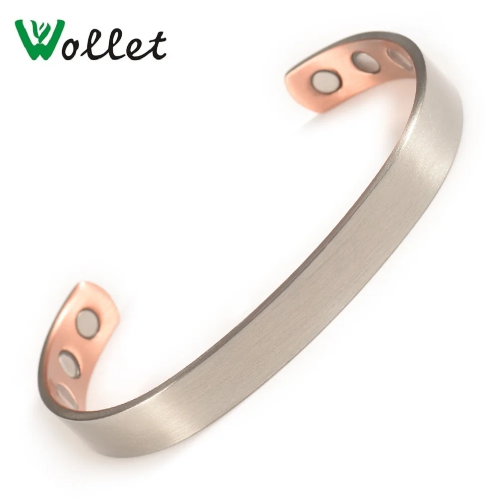 Ювелирные изделия Wollet из чистой меди, био магнитный браслет, браслеты для мужчин и женщин, розовое золото, открытые манжеты, анти артрит, ревматизм, здоровье