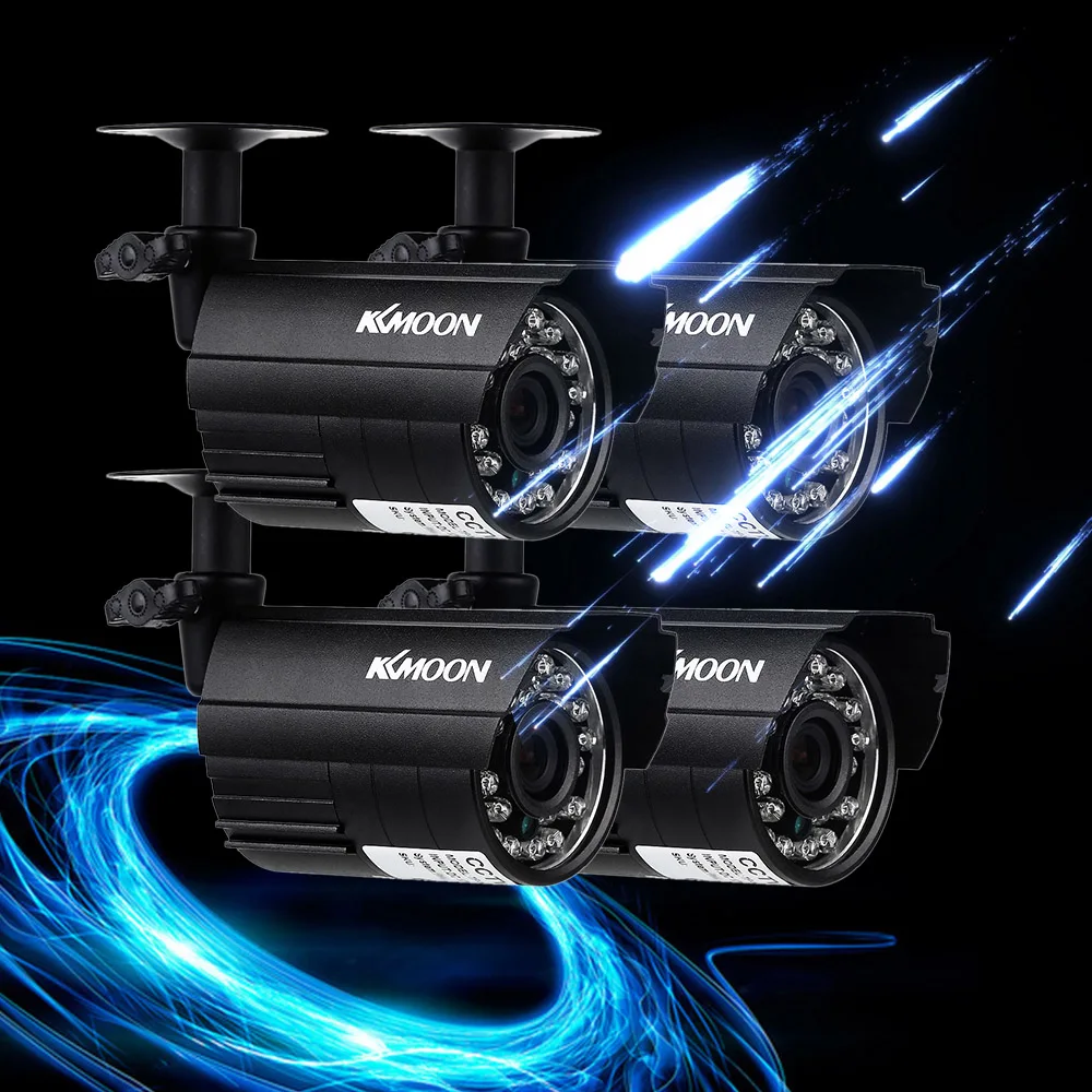 KKmoon 4 шт. AHD 720P Всепогодная наружная камера видеонаблюдения s комплект IR CUT color CMOS домашняя система безопасности 3,6 мм камера наблюдения комплект
