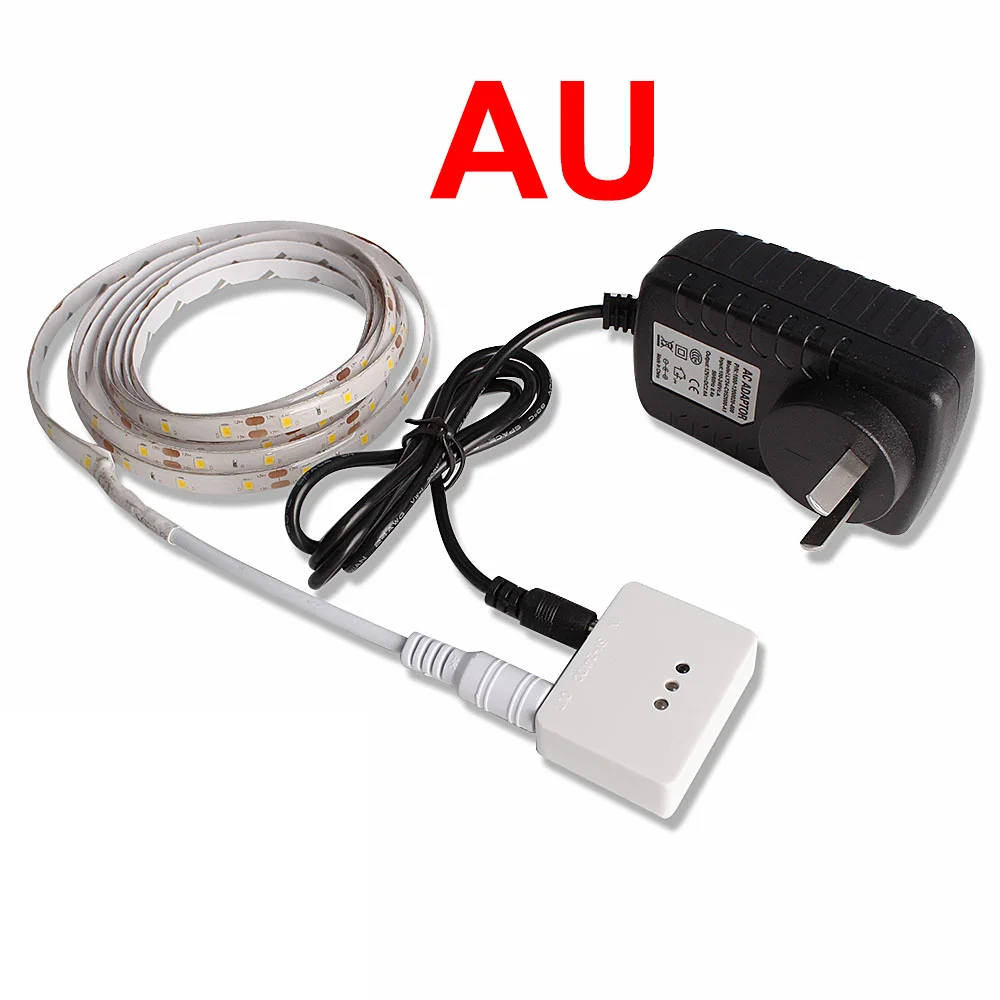 AU Plug Диммируемый Светильник для шкафа ручной развертки датчик для ванной комнаты кухонный шкаф СВЕТОДИОДНЫЙ светильник 12 В лампа постоянного тока водонепроницаемая светодиодная лента - Цвет: AU Plug