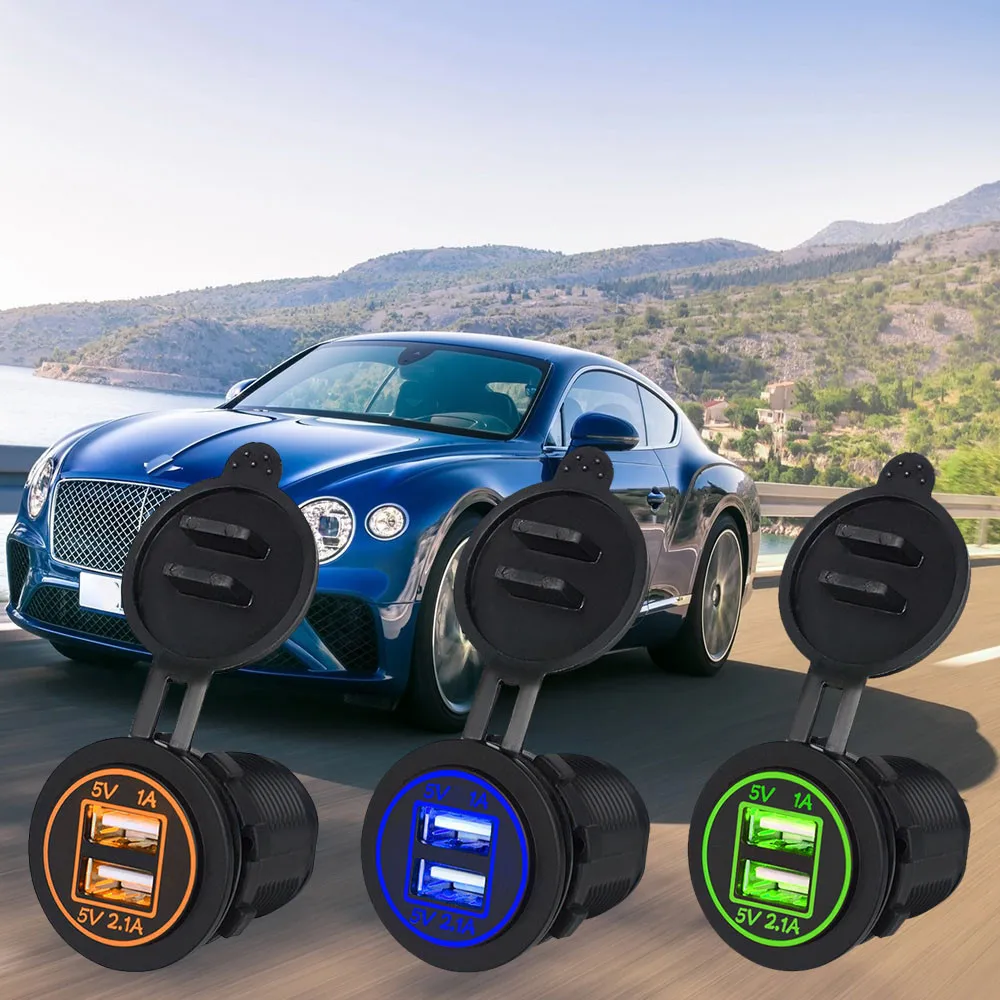 1 шт. автомобильное зарядное устройство с двумя USB автомобильный адаптер + 2 Разъем
