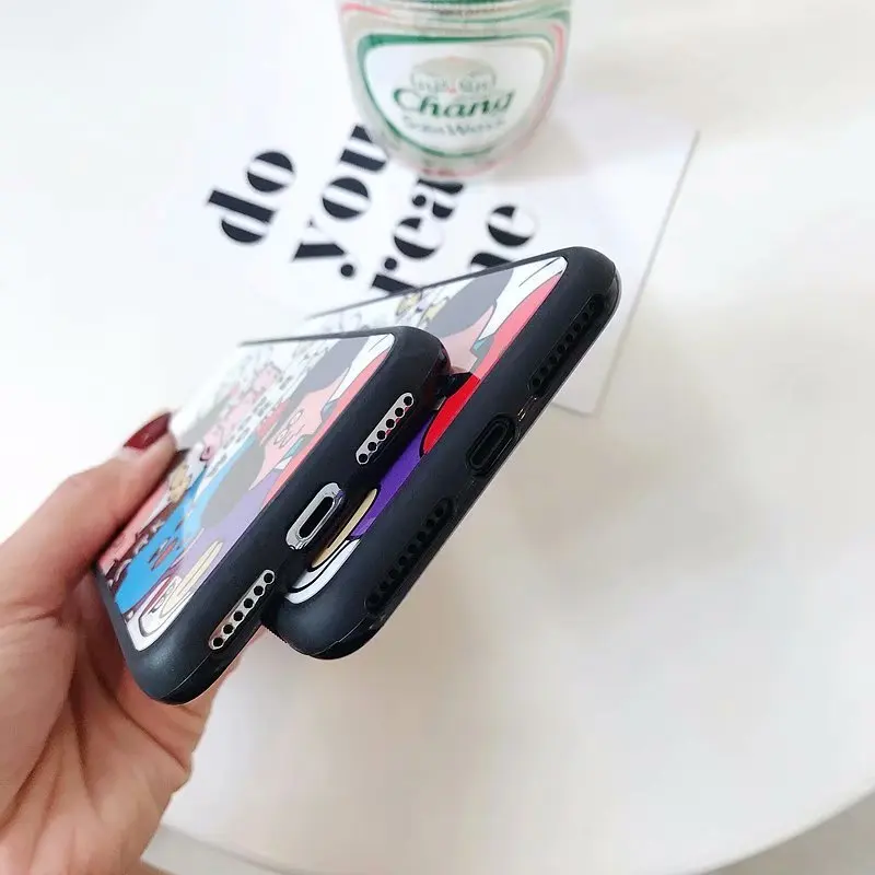 Hazy beauty For iPhone 7 Case Luxury Cartoon Pattern Silicone Glass Hard Phone Cases iphone X 6 6s 8 plus Back Cover Coque |