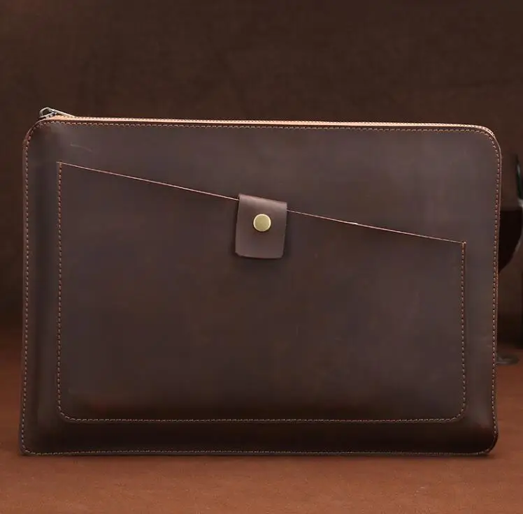 coffee 13 inch Водонепроницаемый из натуральной яловой кожи 13 дюймов и 15 дюймов Macbook air ipad внутренний вкладыш планшет Защитная куртка для чехол для ноутбука - Цвет: coffee 13 inch