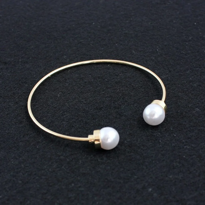 Bohemian Jewelry Simulated Pearl Cuff Bangles 18K Gold Plated Simple For Women SBR160214 | Украшения и аксессуары