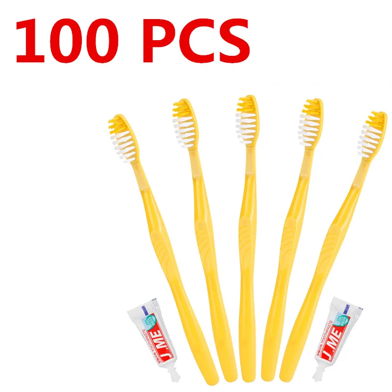 100/50 PSC портативная одноразовая зубная щетка для гостиницы с зубной пастой набор Поставки удобный пластиковый походный дорожный инструмент для мытья полоскания