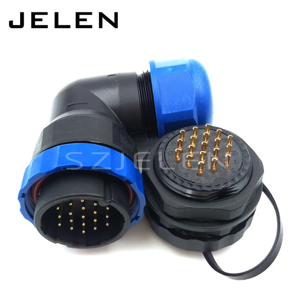 Фонарь водонепроницаемый разъем 19 контактов панельный 90 градусный угловой