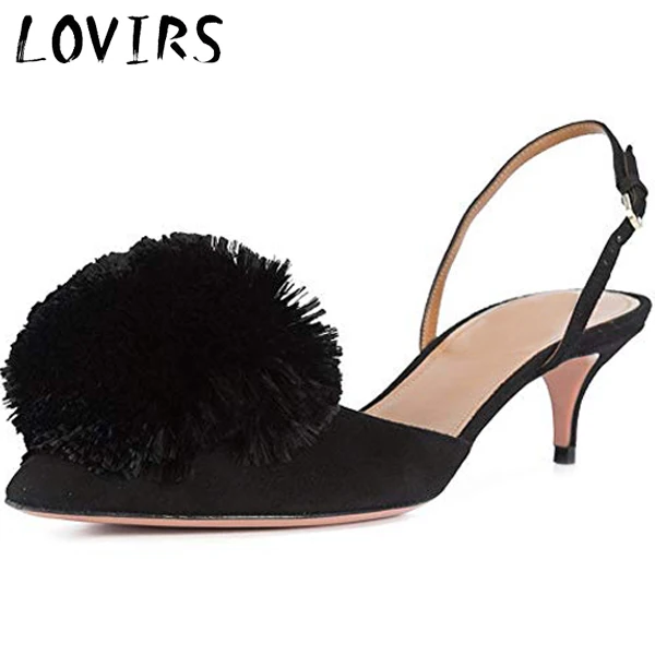 Black Lovirs/женские туфли-лодочки; синие туфли-лодочки с острым носком на каблуке «рюмочка»; босоножки на низком каблуке; обувь для вечеринки и свадьбы - Цвет: Black