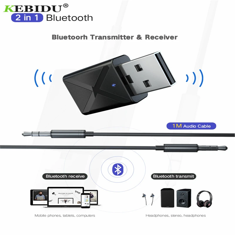 Kebidu USB беспроводной Bluetooth V5.0 приемник передатчики аудио музыка стерео адаптер
