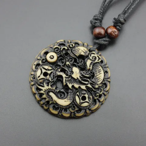Крутой мужской кулон круглой формы, зодиакальный амулет, китайский Тотем дракона на удачу, ожерелье, подарок, YN337
