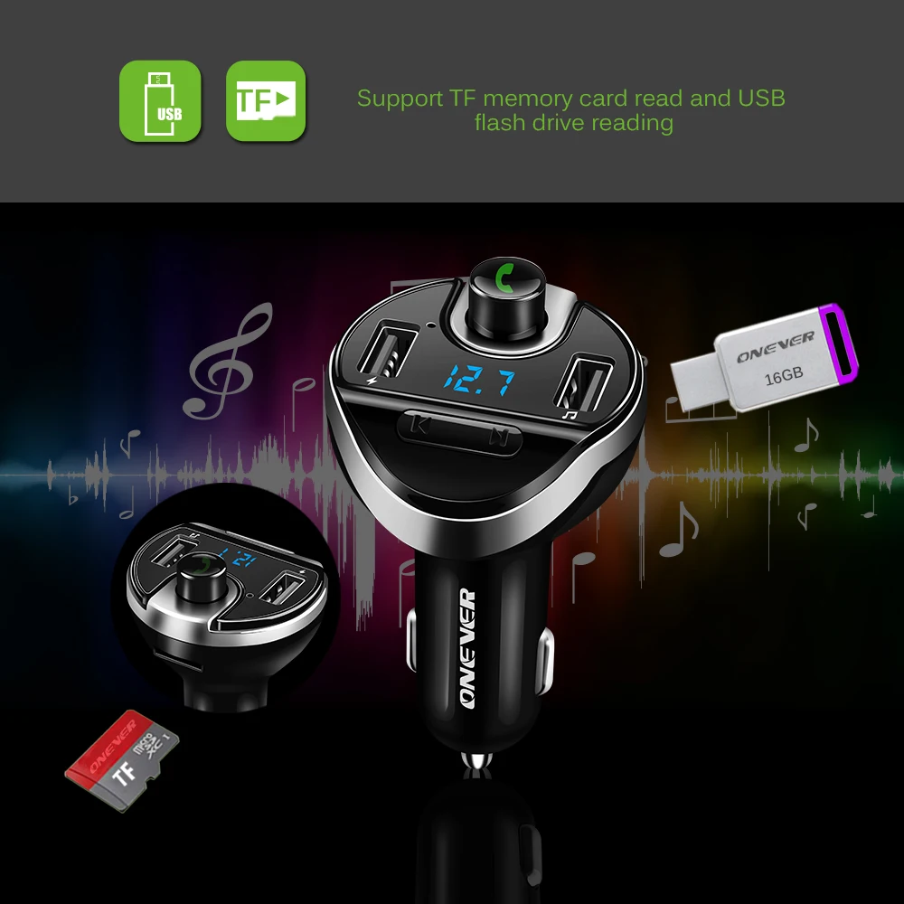 Onever Автомобильный MP3 аудио плеер с Bluetooth fm передатчик беспроводной модулятор