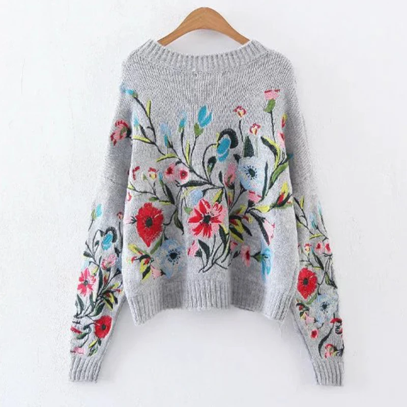 Vodiu Sweater Female Winter Women Long Sleeve Woman Pullover Flower Embroidery Fashion Casual 2019 New Hot Sale | Женская одежда