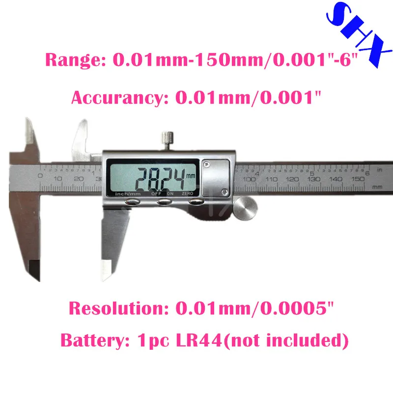 ЖК дисплей цифровой штангенциркуль 0 150 мм/6 дюймов Нержавеющая сталь