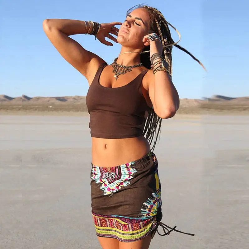 Женская хлопковая винтажная эластичная юбка с высокой талией и цветочным