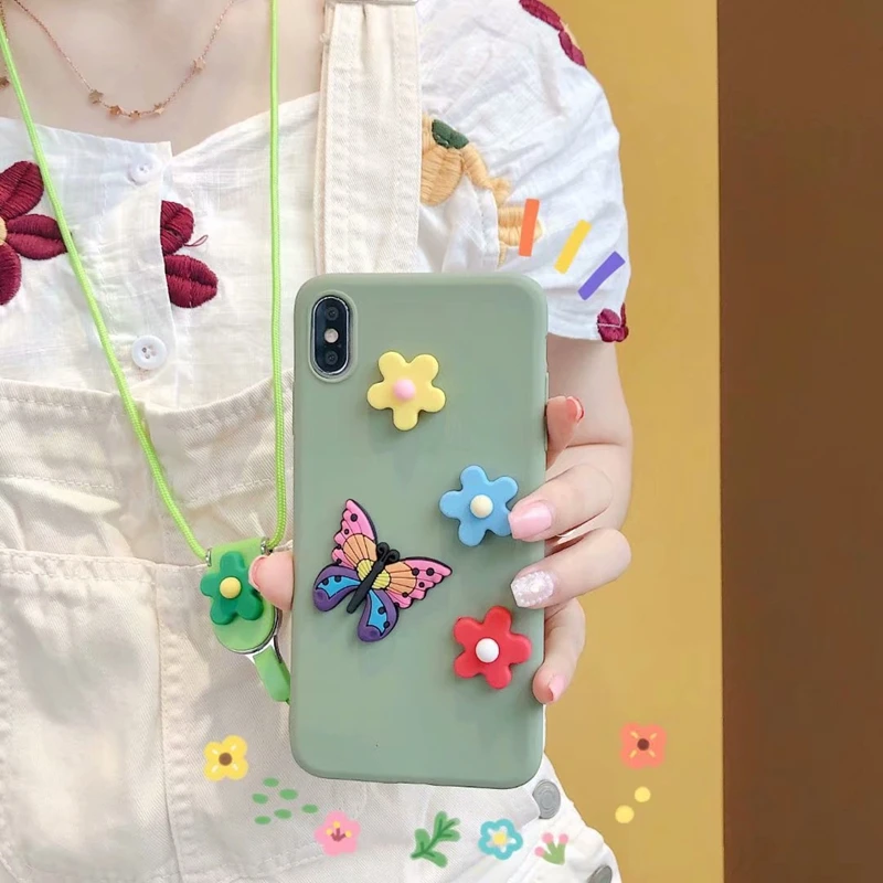 Casyva Модный чехол для телефона samsung A10 A20 A30 A50 A70 M10 A750 J4 J6 PLUS 3D Цветочный с ремешком