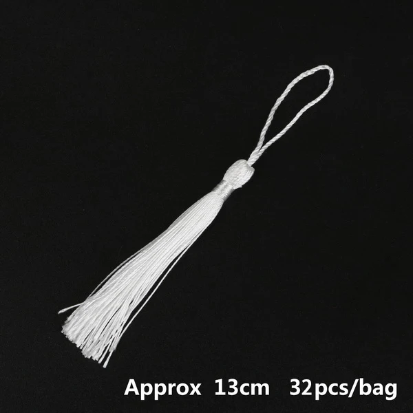 White 32 шт./упак. 13 см полиэстер, шелк Ленточки отделкой бахромой(13 см) с длинным рукавом хлопковые Ленточки планки DIY пошива штор аксессуары - Цвет: White