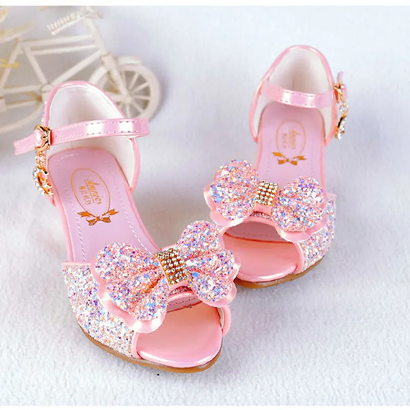 

New style girls princess sandals Butterfly children sandals kids girls sandals wedding shoes high heels kids dress shoes