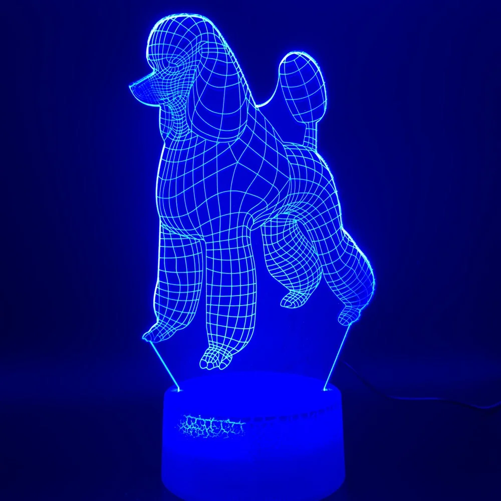Светодиодный 3d-ночник лампа собака Пудель украшения дома ремесла изменение цвета спальня детская для малышей Ночник подарок на день рождения