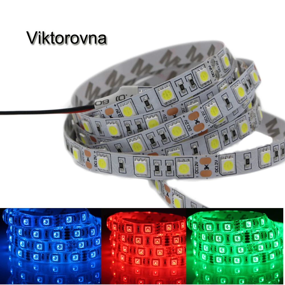 1-5 м супер яркий 5050 SMD RGB светодиодный светильник 60 светодиодов/м DC 12 В гибкая светодиодная лента светильник не/Ip65 водонепроницаемая домашняя лента