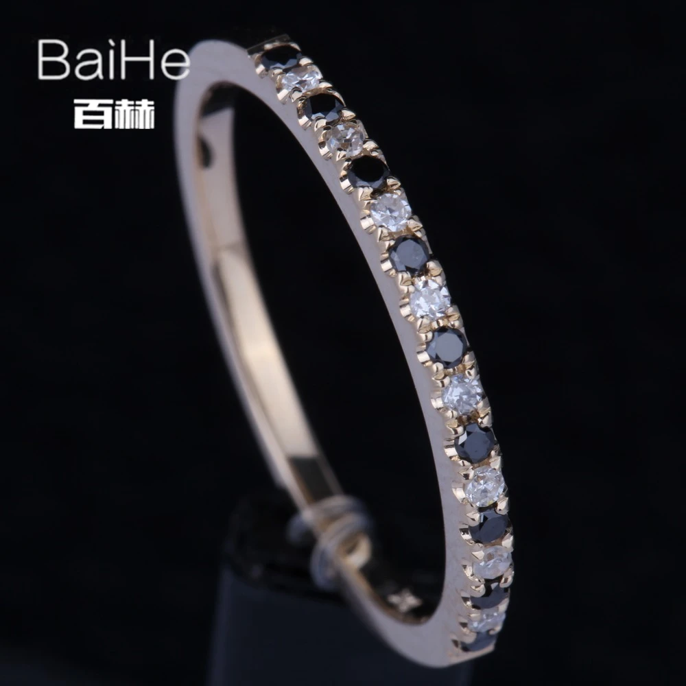 BAIHE однотонное 10K желтое золото 0.20ct круглые H/SI натуральные бриллианты черные