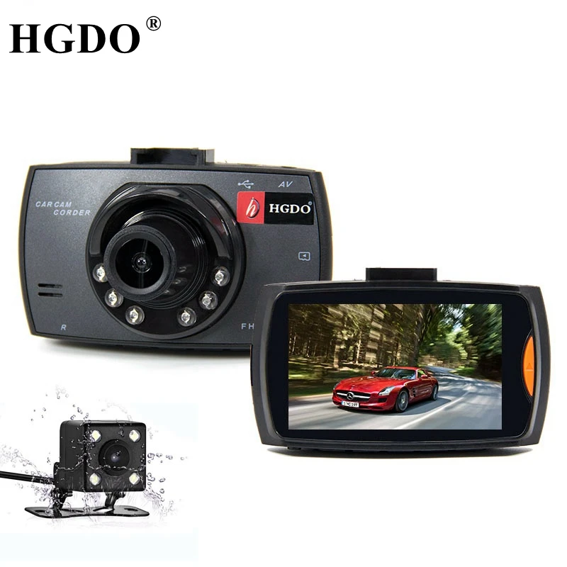 Hgdo автомобиля регистраторы DVR двумя Камера Full HD 1080 P 2." видео Регистраторы G-Сенсор Ночное видение детектор видеорегистраторы