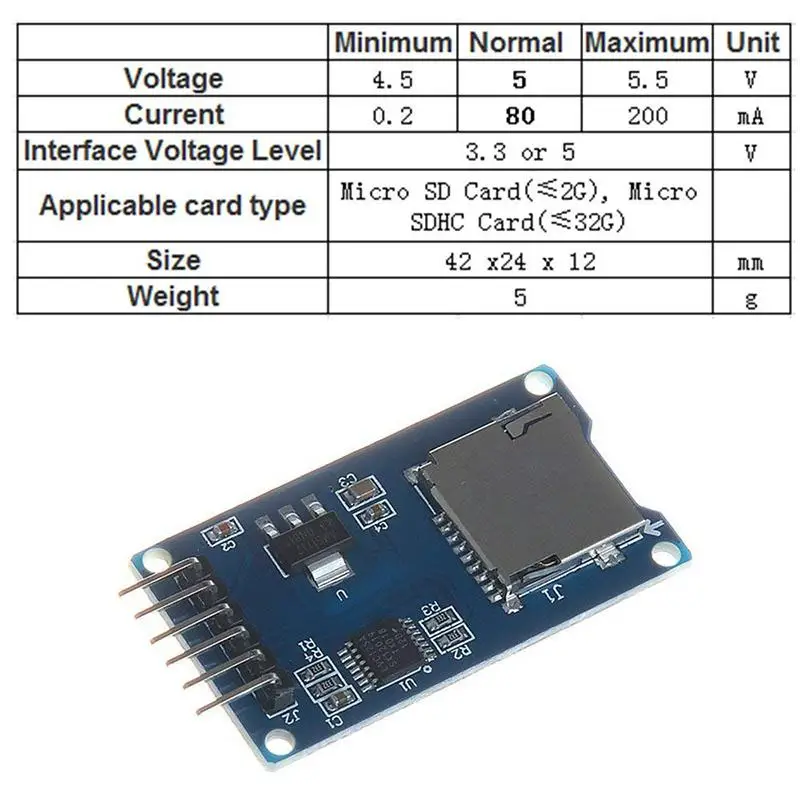 5 шт. микро SD карта Micro SDHC Мини TF адаптер считыватель модуль для Arduino R20 | Компьютеры