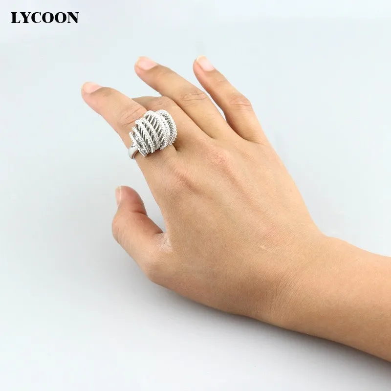 LYCOON, Новейшее модное романтическое кольцо, большие кольца для женщин, роскошное обручальное кольцо, высокое качество, кубический цирконий