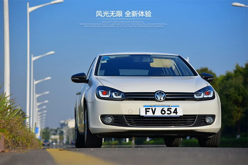 KOWELL автомобильный Стайлинг для VW Golf 6 для Mk6 фара R20 светодиодный DRL движущийся сигнал H7 D2H HID Bi Xenon