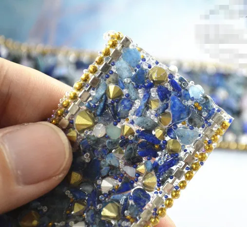 High quality blue Pearl Beaded Lace Trim Wedding dress Clothing decorative accessories Iron on Sew t3.5cm*50cm | Дом и сад