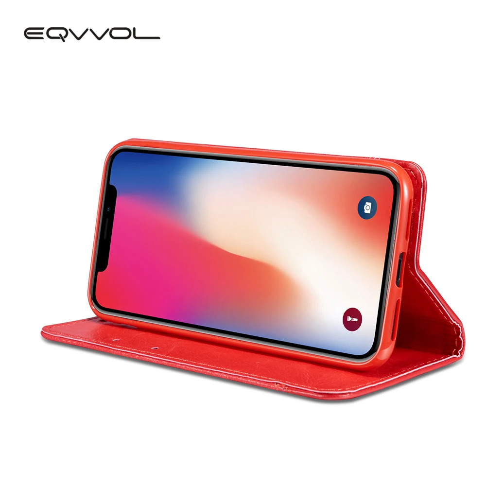 Eqvvol Роскошный кошелек PU кожаный чехол для iPhone X 8 7 6 6s Plus двухсторонние флип чехлы с