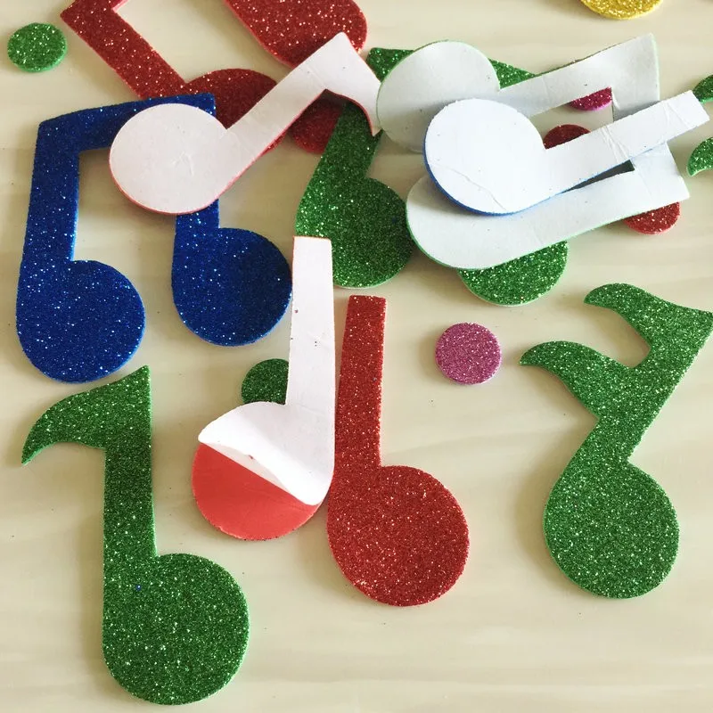 1bag/LOT.Mixed music notes foam stickers Baby room decoration Early learning educational toys Kindergarten craft diy toys Crafts