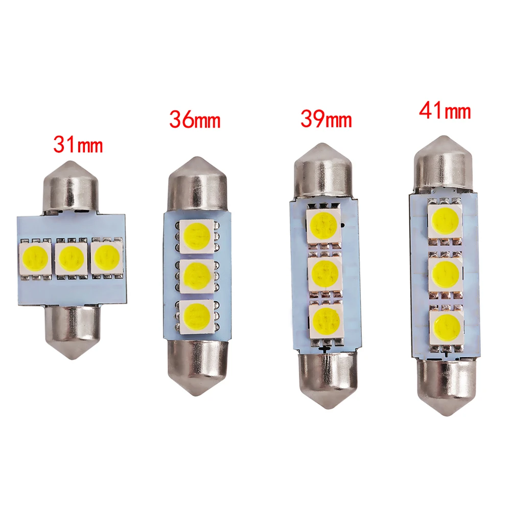 YSY 50Pcs Super Bright 31MM 36MM 39MM 41mm 3SMD 5050 SMD C5W Interior Festoon car LEDs Dome Light Bulb | Автомобили и мотоциклы