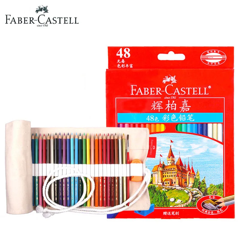 

Цветные карандаши для рисования Faber Castell, 48 ярких цветов, набор для профессиональных раскрашивания, рисования для взрослых