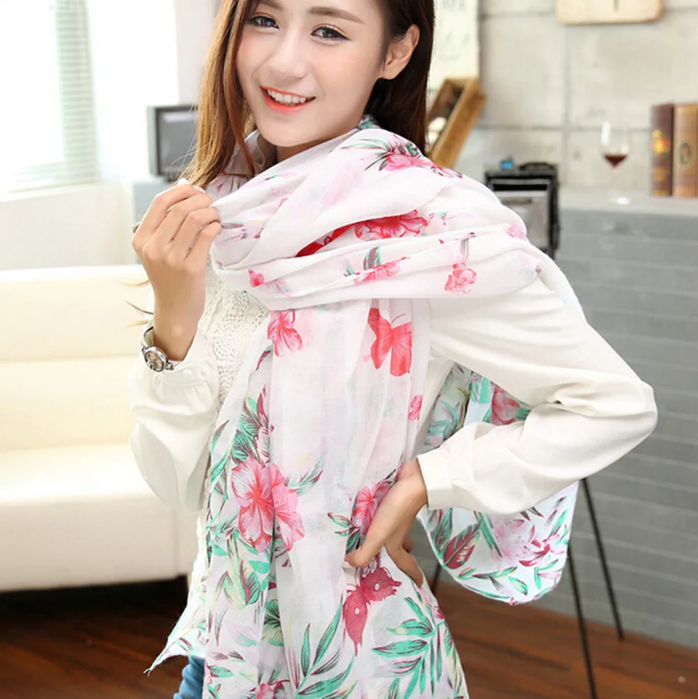 2015 new fashion women's printed flower long shawl autumn winter head hijab cape cotton pashmina muffler muslim scarf | Аксессуары