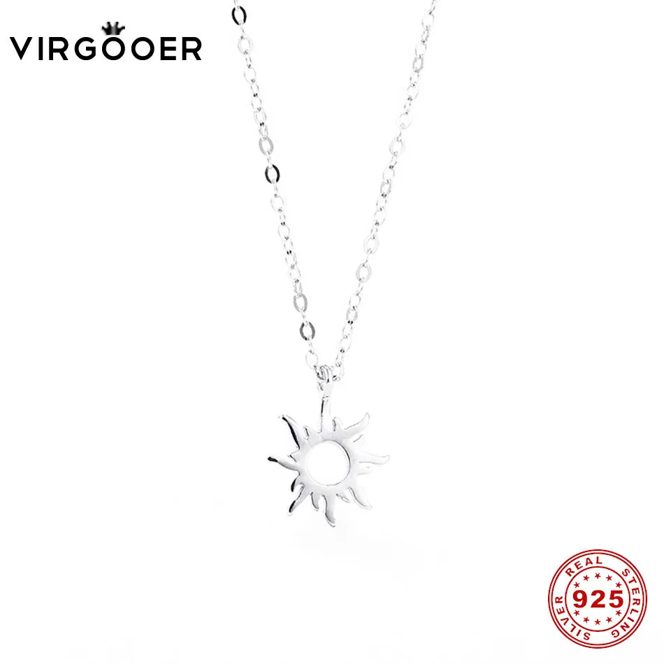 Virgooer серебряное ожерелье Новая мода Солнечный кулон винтажный дизайн цепочка