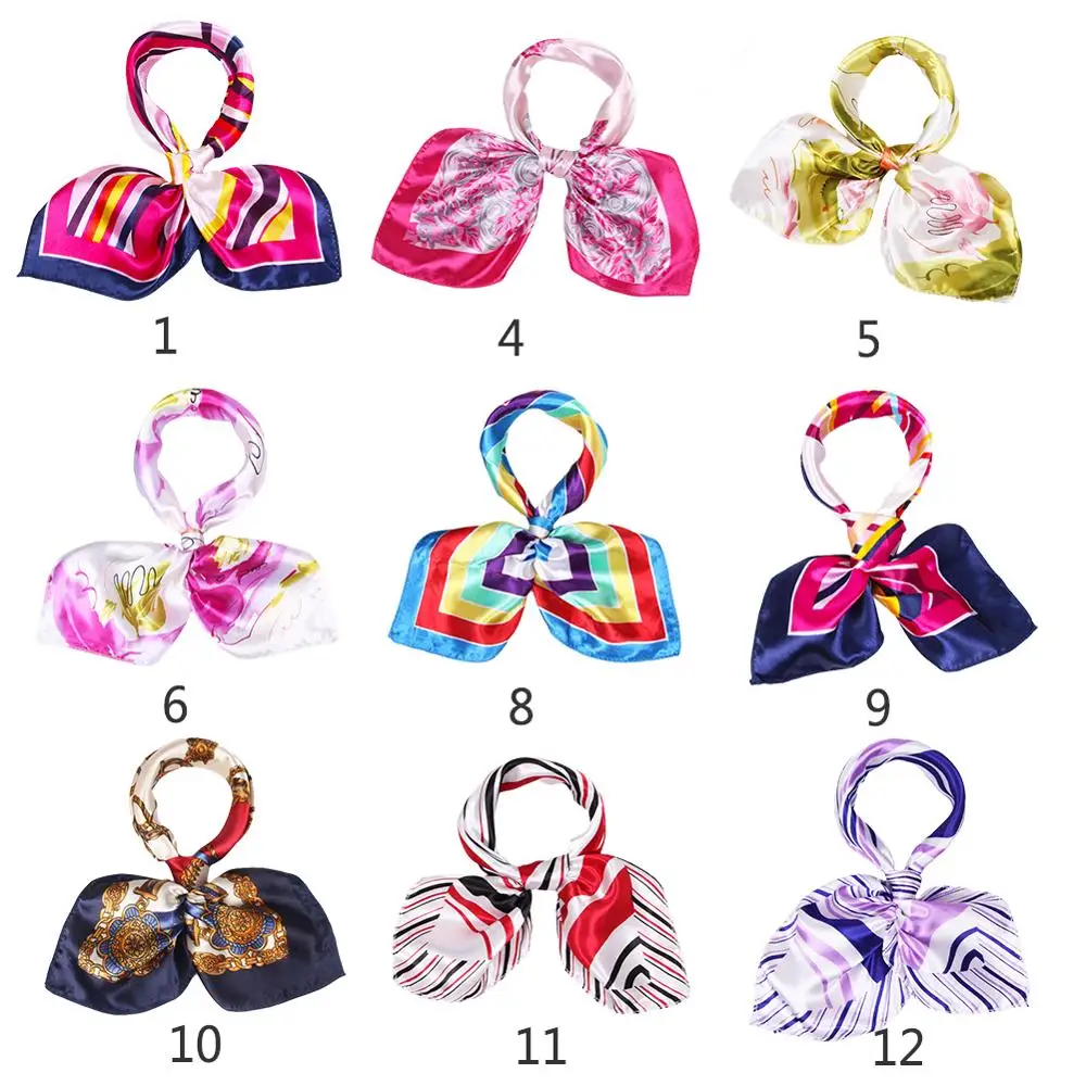 50*50 см квадратный шелковый атласный шарф элегантный женский обтягивающий Ретро