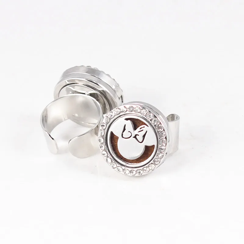 Minnie Mickey Open Cuff Diffuser Locket Ring 20mm Rhinestone Essential Oils Aromatherapy 10pcs Free Pads | Украшения и аксессуары