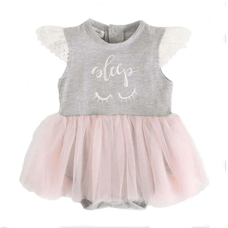 mini Spring Summer baby girl Princess dresses Cartoon Printed Pure Cotton Letter Casual Sleeveless Lace clothes pink Coveralls | Мать и