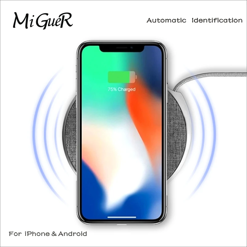 MiGueR C7 Беспроводной Зарядное устройство для смартфонов IPhone X 8 P 10 W зарядки samsung Galaxy