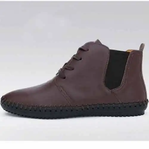 0111 Men's Formal Sneaker Business Genuine Leather Flats Shoes Cowhide High Top|shoes tie|cowhideshoes bags and accessories |