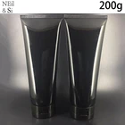 Черная пластиковая бутылка для отжима 200 г, 200 мл, зубная паста, косметический крем, лосьон, мягкий тубус, контейнер для геля для душа, бесплатная доставка