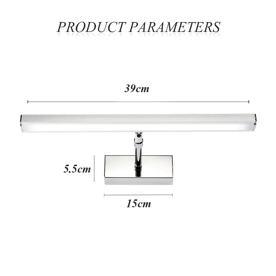 7W LED Mirror Light Waterproof Stainless Wall Lamp Modern Simplicity Bathroom Lights AC85-240V Acrylic Lighting Zoomable Head | Освещение