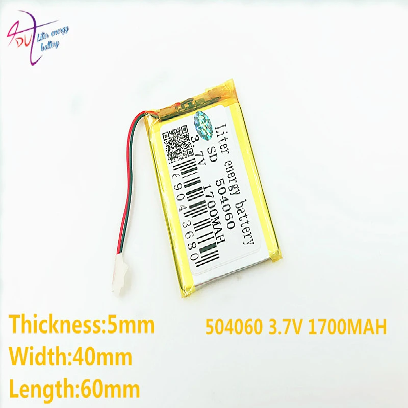 

3.7V 1700mAh 504060 054060 Lithium Polymer Li-Po li ion Rechargeable Battery cells For Mp3 MP4 MP5 GPS mobile bluetooth