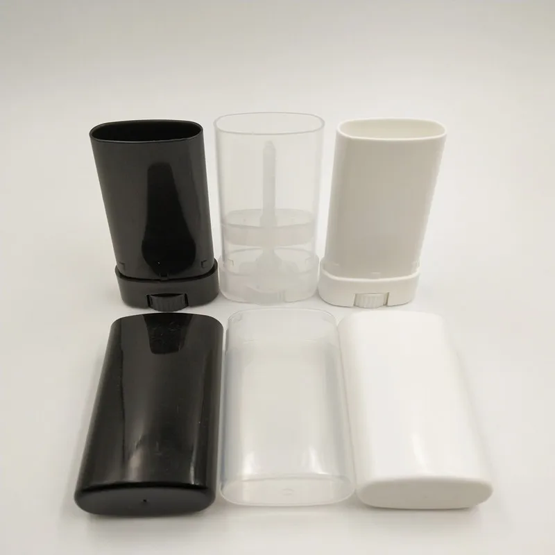 

50pcs/lot 15ml empty Plastic white, black and clear oval big lip balm deodorant tube container