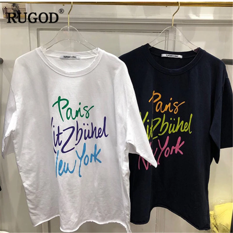 Женская футболка с круглым вырезом RUGOD свободная короткими рукавами