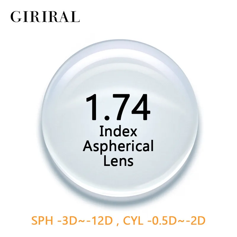 1.74 Index CR-39 Single Version lenses eye optical Clear Aspheric prescription Myopia glasses lenses #1.74CR