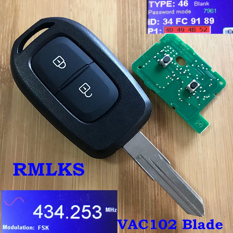 2 кнопки дистанционного автомобильного ключа 433 МГц PCF7961M HITAG AES чип для Renault Sandero Dacia