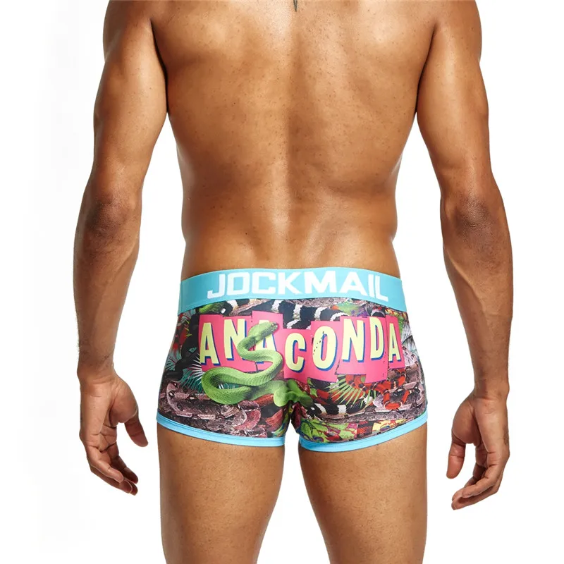 JOCKMAIL, фирменные боксеры со змеиным принтом, calcinha ANACONDA, мужское сексуальное нижнее белье, calzoncillos hombre, боксеры marca cueca, трусы